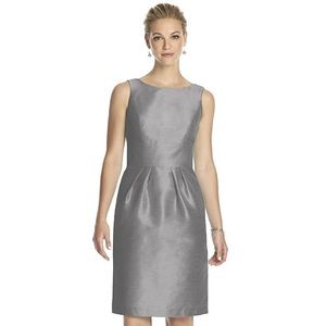 Alfred Sung Jewel Neck Satin Cocktail Dress